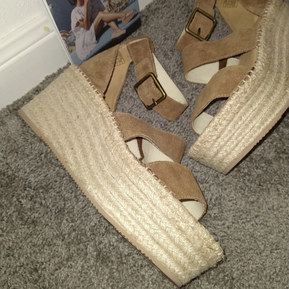 Soludos Brown Suede Espadrille Platform Sandals